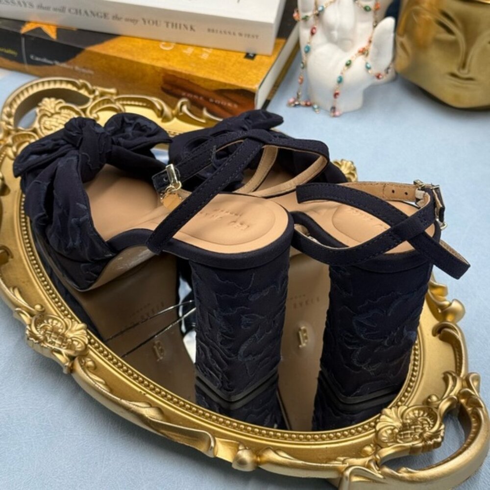 🆕 TED BAKER 🧿 NWOT MADDY Blue Floral Embroidered Bow Platform Sandals, Sz 6 - Picture 10 of 15